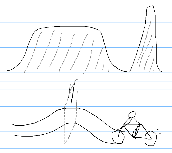 Cross section of jump and tree